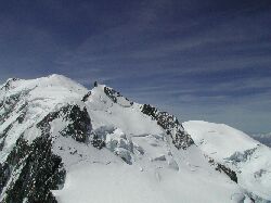 Blick ber Mont Maudit 4.465m zum Mont Blanc 4.807m